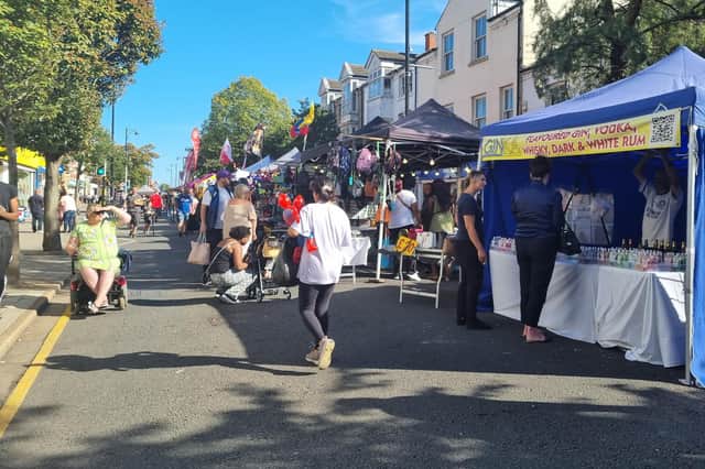 A busy Lumley Road as shoppers explore the continental market.