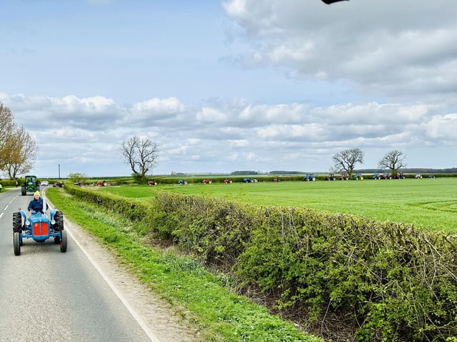 Stretching out along the road