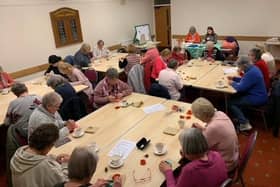 Caistor WI members making their poppies