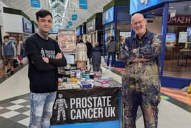 Callum Whitehead (left) is planning a charity walk for Prostate Cancer UK in memory of his grandfather. He is pictured with Steve Andrews, manager at the Hildreds Centre.