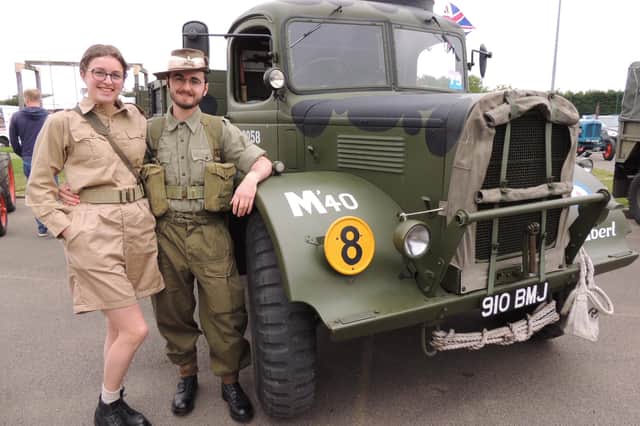 Frances Shearan and Charlie Benton, of Sleaford, at the 1940s Day at William Alvey School, dressed as representatives of the 1st Battalion of the Lincolnshire Regiment, who served in the Far East during the war.