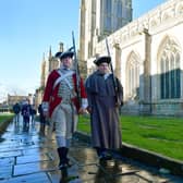 Pictured at St Botolph's Church (The Stump) are from left, Corporal Peter Holyoake and Private James Morris