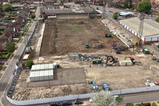 The changing face of Boston ... the demolition of Boston United's old York Street ground to make way for a Community Diagnostic Centre. Picture: Christiaan Lowe