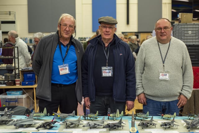 Newark Air Museum modelling section. L-R - Mick Coombes, Steve Webber, and Martin Sibcy. Photo: HOLLY PARKINSON