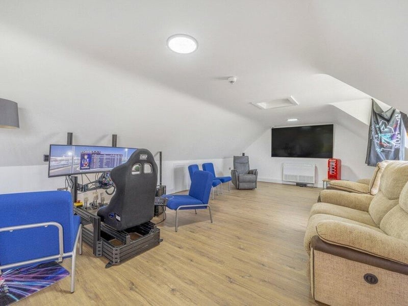 The games room/office above the garages.