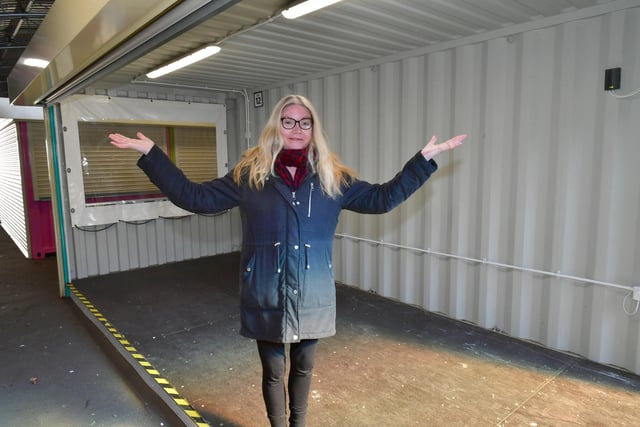 Skegness market manager Kathryn Jones at one of the units ready to rent.