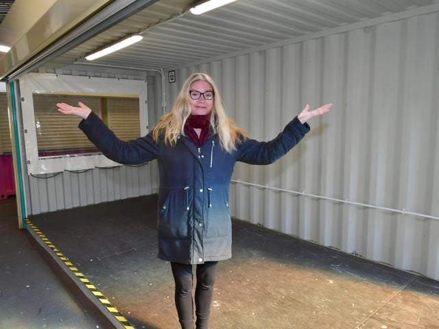 Skegness market manager Kathryn Jones at one of the units ready to rent.