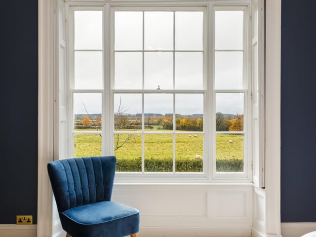The property offers views of open countryside.