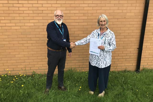 Celia Evershed with Lincolnshire Partnership Foundation NHS Trust chair Kevin Lockyer