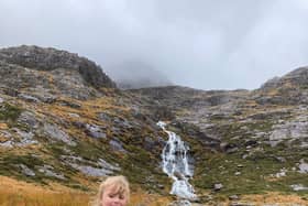 Bethany Walker, 5, climbs Mt Snowdon.