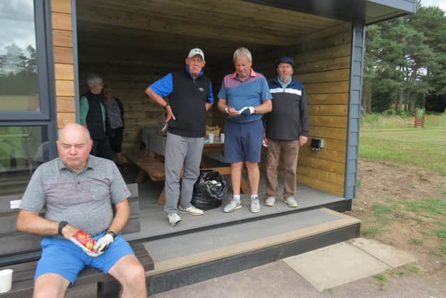A welcome break at the halfway house for Bob Palmer, Tim Kitchen, David Cook and Roy Pearce from Gainsborough Golf Club