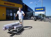A man leaves with his goods after shopping at Ikea. Picture: Julian Finney/Getty Images.