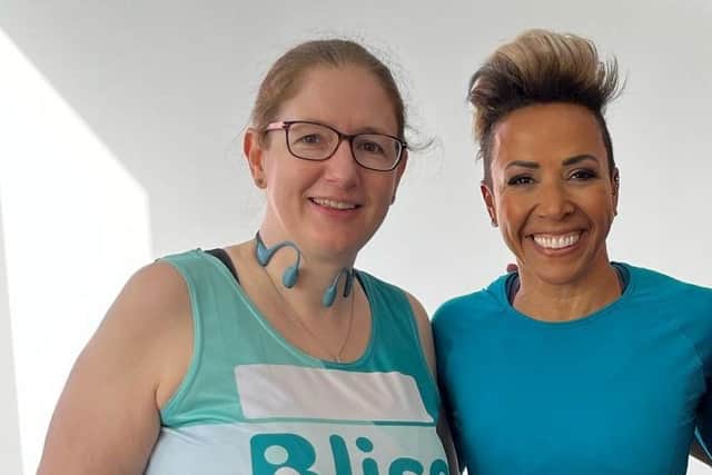 Dr Caroline Johnson MP with dame Kelly Holmes, who officially started the London Marathon.