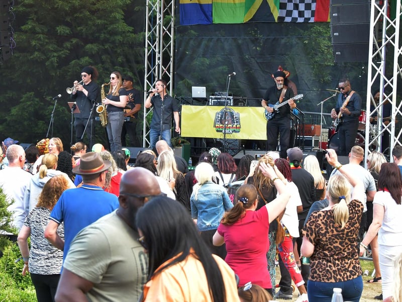 Simply UB40 entertaining the crowd at Skegness Reggae and Ska Festival.