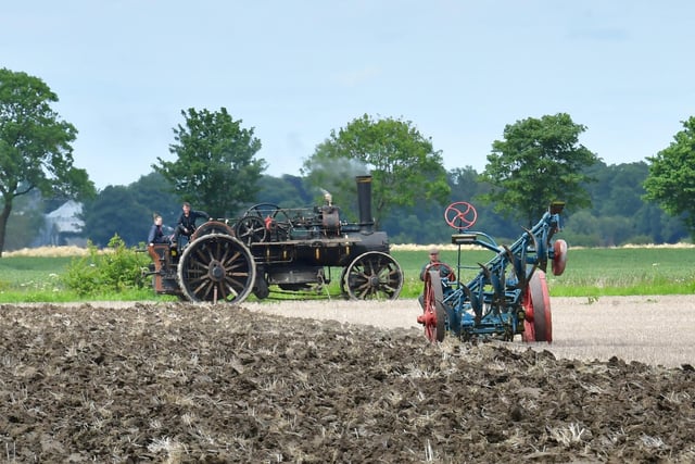 A demonstration of steam driven ploughing at Carrington Rally.