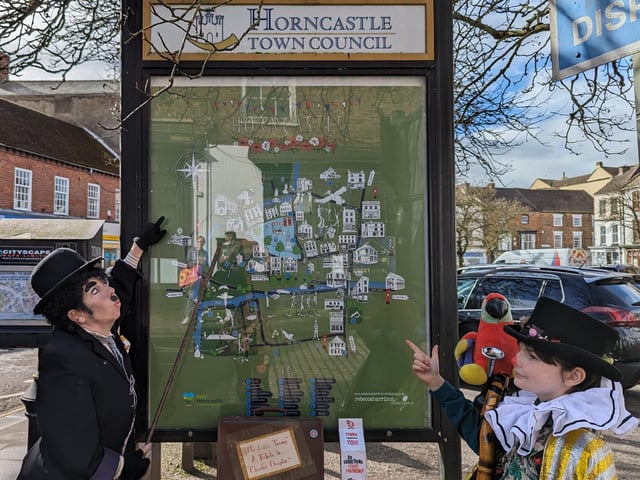 Charlie arrives in Horncastle Town Centre.