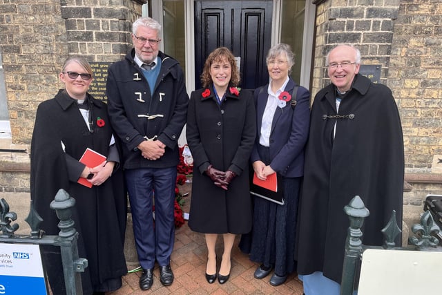 Horncastle dignitaries at the Remembrance Parade, from left: Rev Lynne Hawkins, Julian Cousins, Louth & Horncastle MP Victoria Atkins, Methodist Minister Jane Paine and Rev Canon Charles Patrick.