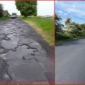 Before and after images of the makeover at a busy lay-by on the A158 at Burgh-le-Marsh.
