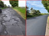 Before and after images of the makeover at a busy lay-by on the A158 at Burgh-le-Marsh.