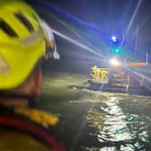 Still shot from the helmet camera on board Skegness RNLI Lifeboat.