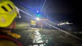 Still shot from the helmet camera on board Skegness RNLI Lifeboat.