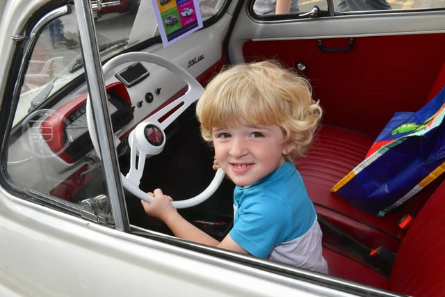 Harvey Youens 2 of Sleaford sitting in a 1971 Fiat Cinquecento