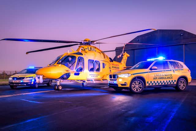 The air ambulance landed in Gainsborough