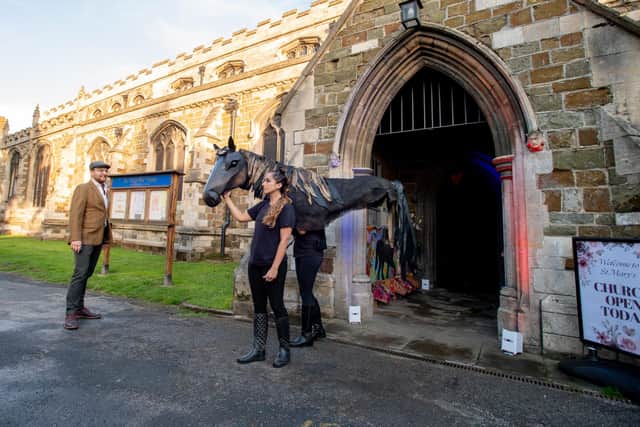 The new horse puppet at St Mary's church.