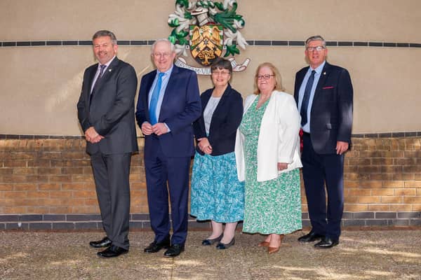 From left - Leader of NKDC Coun Richard Wright, with Deputy Leader Coun Ian Carrington, Coun Sally Tarry, Coun Mary Green and Coun Mark Smith. Photo: NKDC