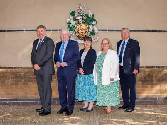 From left - Leader of NKDC Coun Richard Wright, with Deputy Leader Coun Ian Carrington, Coun Sally Tarry, Coun Mary Green and Coun Mark Smith. Photo: NKDC