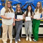 Banovallum students with their GCSE results, from left: Chloe Houlden, Niamh Fenn, Zoe Baldock, and Grace Renner.