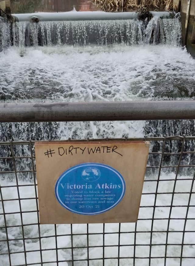 Grimsby & Louth's Extinction Rebellion installed the blue plaques bearing their claims on the River Lud and Louth Canal.