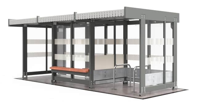 How the shelter and cycle racks will look at Boston station. Photo: EMR