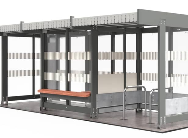 How the shelter and cycle racks will look at Boston station. Photo: EMR