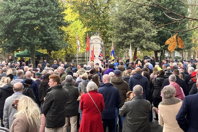 Crowds gathered at Gainsborough’s War Memorial where people were invited to lay wreaths