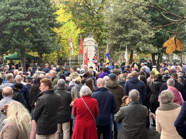 Crowds gathered at Gainsborough’s War Memorial where people were invited to lay wreaths