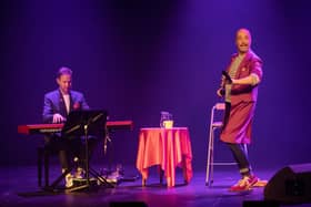 Michael Roulston and Paulus on stage in Looking For Me Friend