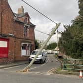 The damaged electricity pole in Ruskington. Photo: Ruskington Parish Council