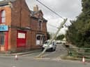 The damaged electricity pole in Ruskington. Photo: Ruskington Parish Council