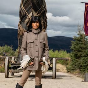 In the first episode of The Celebrity Traitors, Claudia Winkleman wears this beautiful Chloe jacket (£2,125, Harveynichols.co.uk) and blouse. CREDIT: BBC/Studio Lambert/Euan Cherry