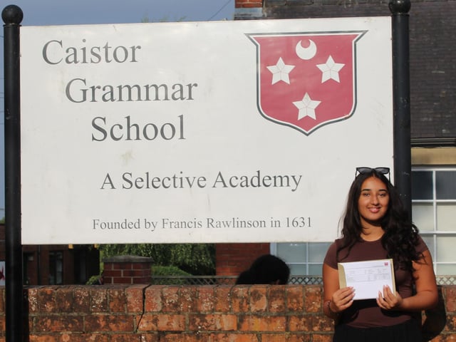 Success for students at Caistor Grammar School receiving their A Level results.