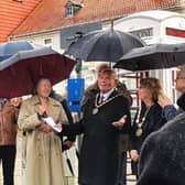 Always finding the humour - Coun Sid Dennis  in 2018 when, as Mayor, he  attended a ceremony in the town's twin town of Bad Gandersheim marking  the centenary of the end of First World One