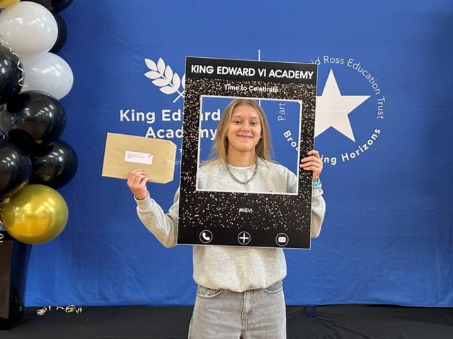 Ashlee with her results. She has now taken up a Football Scholarship at Riseholme College.
