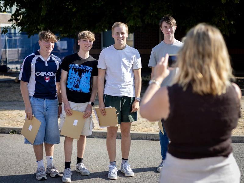 Pupils at Queen Elizabeth Grammar School in Alford with their results.