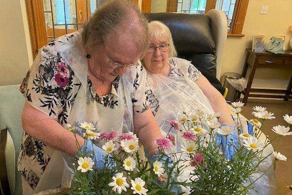 Clarendon Hall Care Home's Gardening Club - Residents Jean Lennox and Susannah Amos