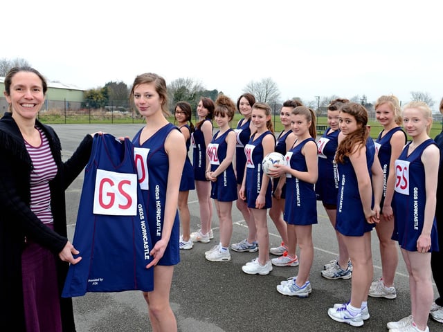 Pictured 10 years ago are U14 netball players from Queen Elizabeth's Grammar School, in Horncastle, receiving their new kit from the chairman of the school's Parents' Association Nicky Webb. The team had recently competed in the regional final of a national tournament.