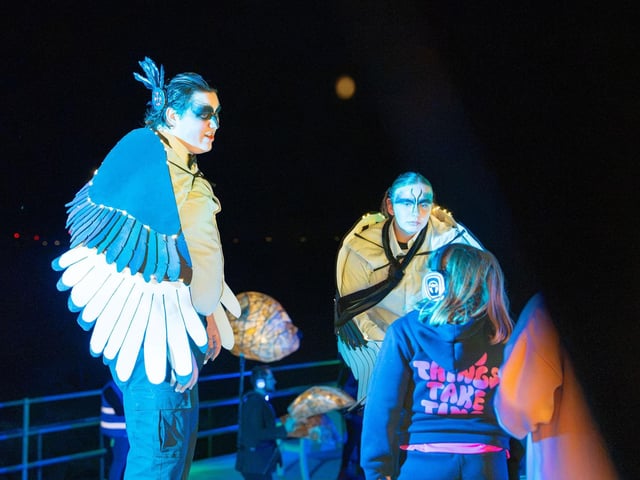 In a flap: Some of the performers in action.