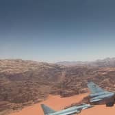 RAF Coningsby's Typhoons conducting low-level flying training with the Royal Jordanian Air Force F-16s. Photo: YouTube