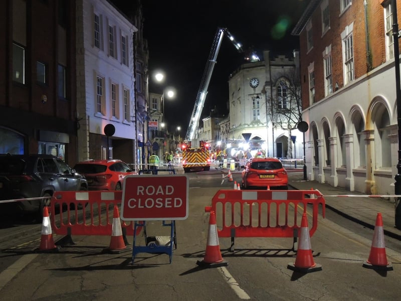 Fire crews on the scene at Sleaford Market Place. Photo: Andy Hubbert