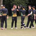 Mark Footitt celebrates a seven wicket haul for Lincolnshire.